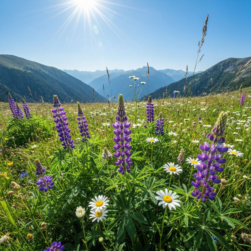 Alpine Wiesen mit vielfältigen Kräutern