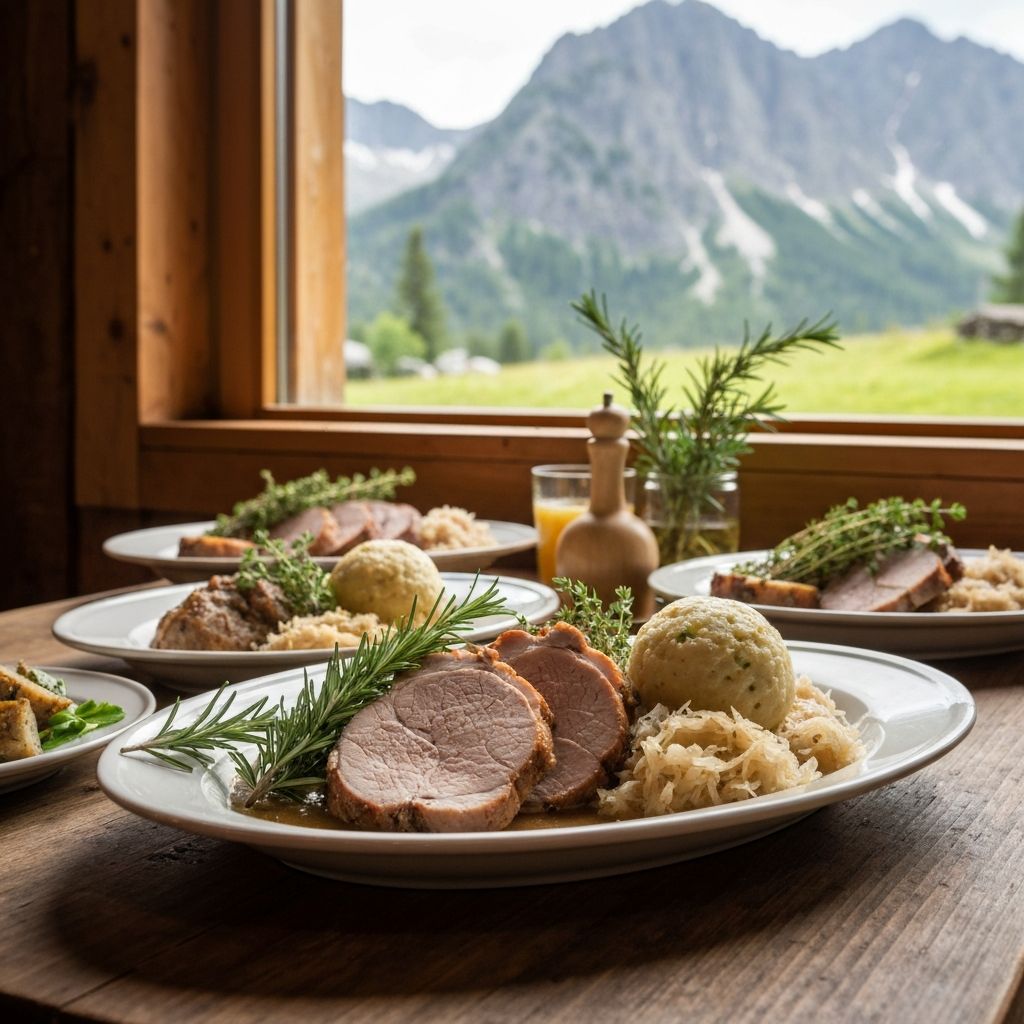 Traditionelle alpine Küche mit Kräutern